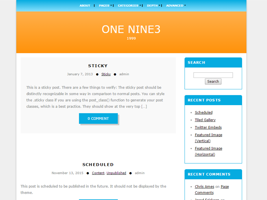 onenine3 theme screenshot
