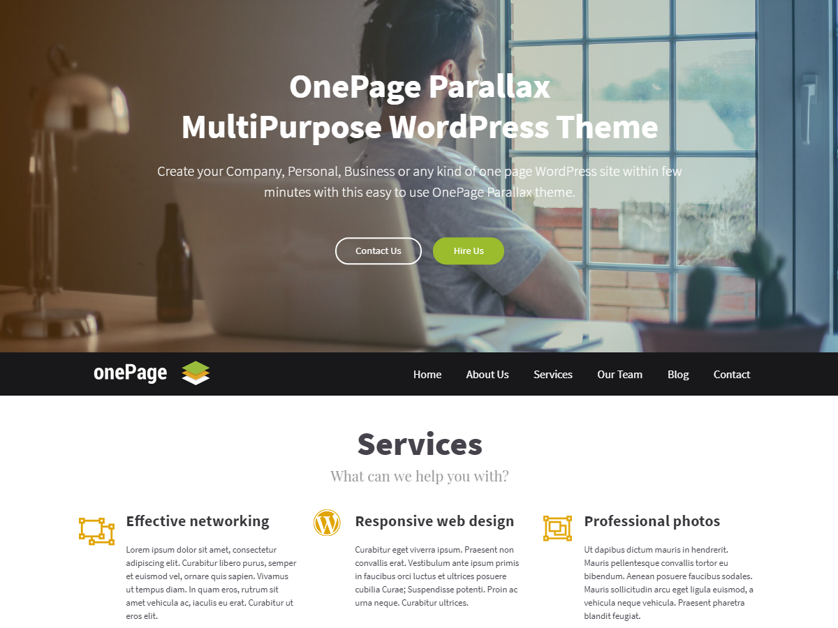 OnePage Parallax theme screenshot