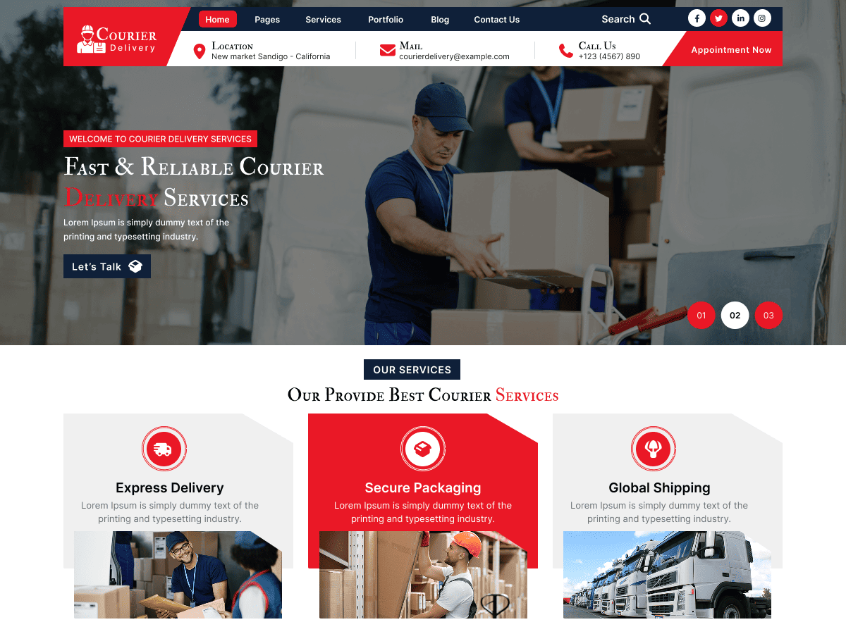 Online Courier Services theme screenshot