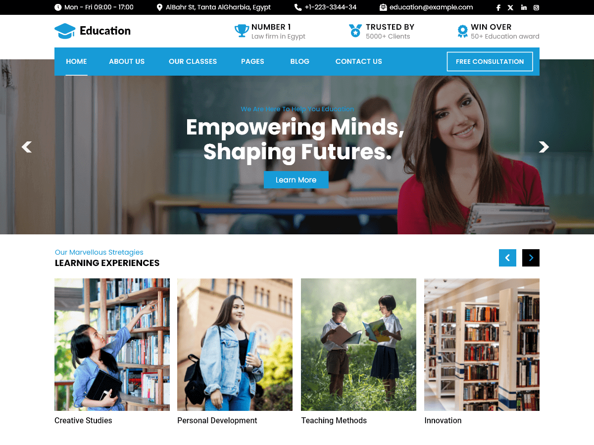 Online Education Classes theme screenshot