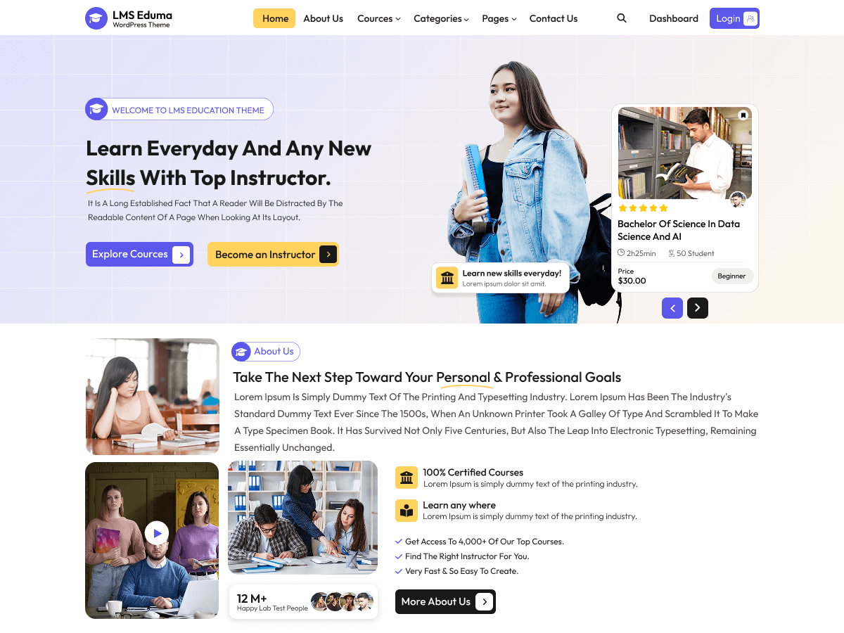 Online Education LMS theme screenshot