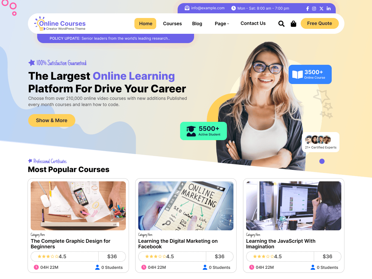 Online Educational Courses theme screenshot