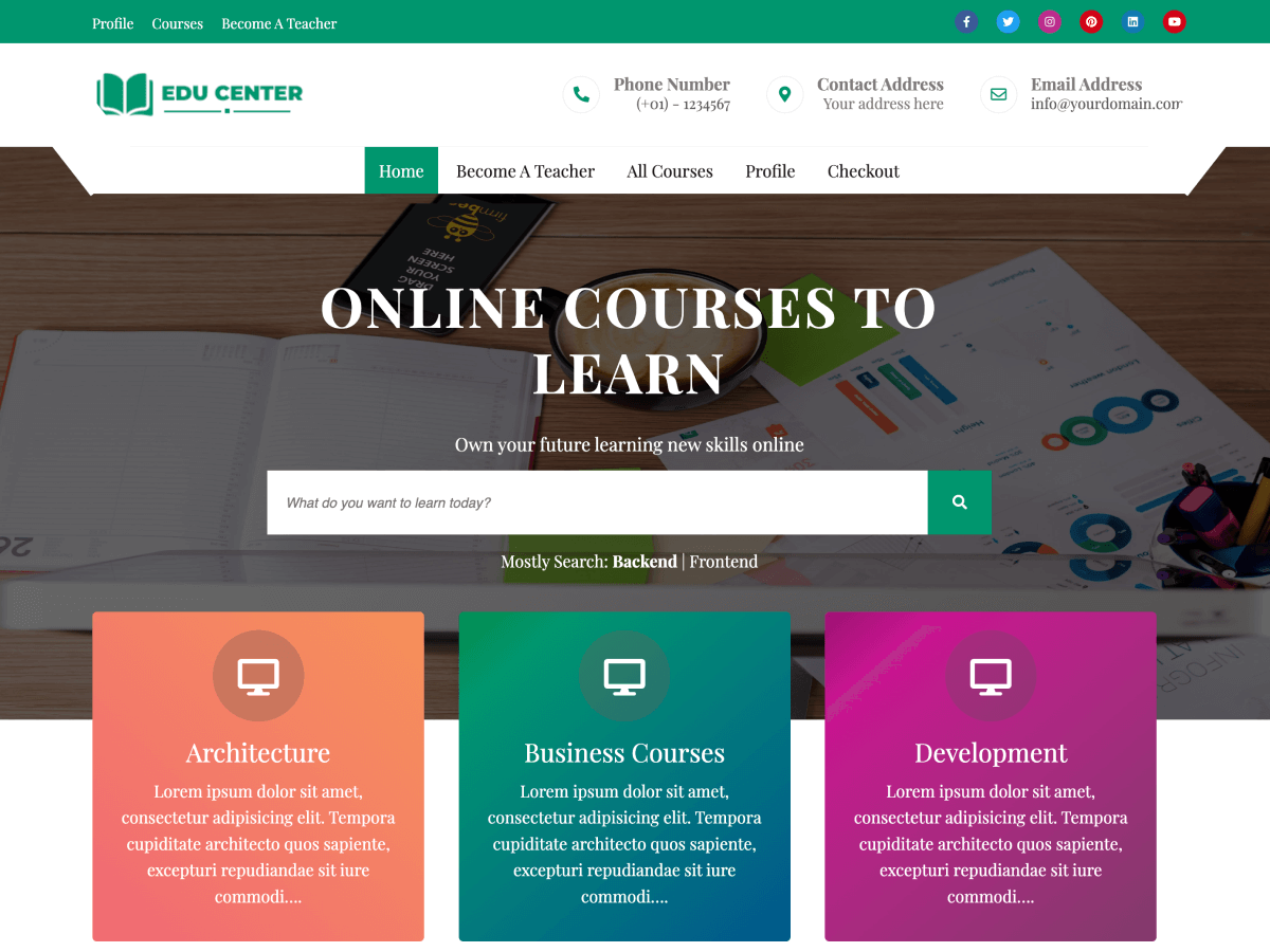 Online EduCenter theme screenshot