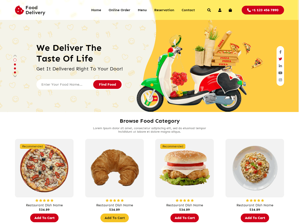 Online Food Delivery theme screenshot