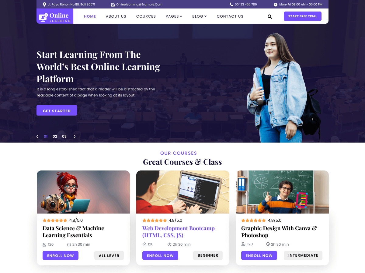Online Learning LMS theme screenshot