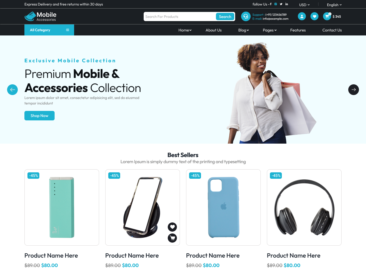 Online Mobile Accessories theme screenshot