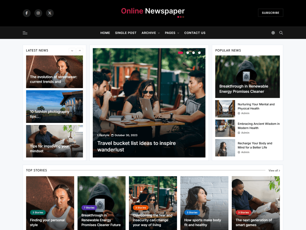 Online Newspaper theme screenshot