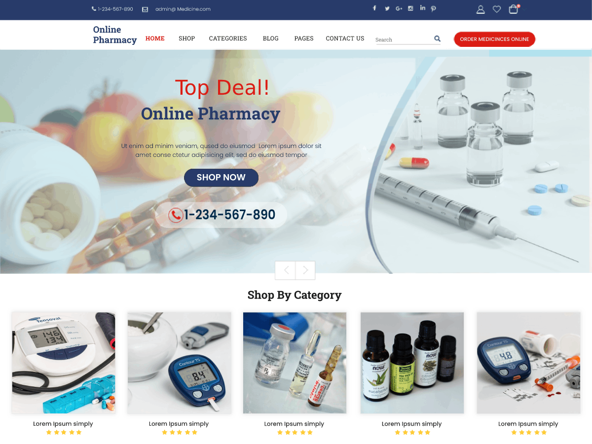 Online Pharmacy theme screenshot