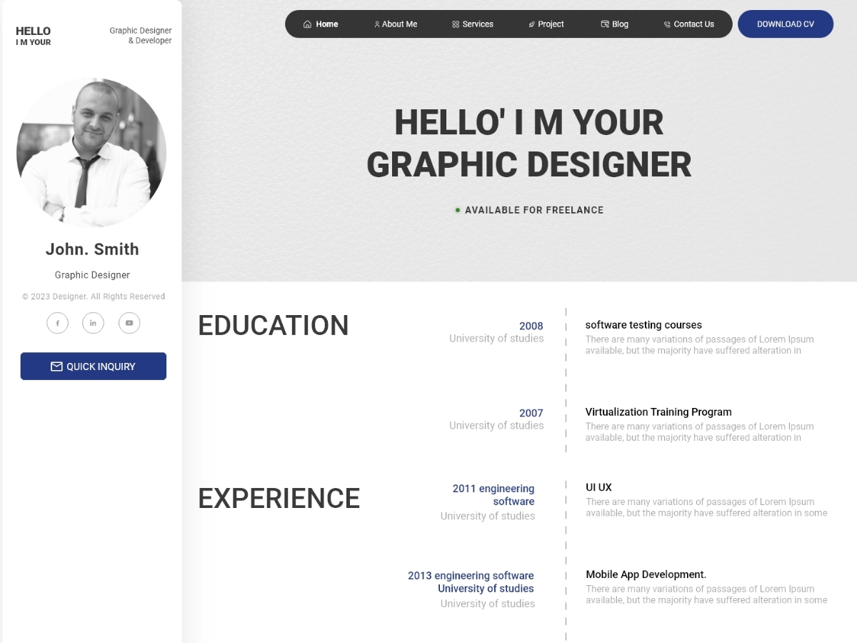 Online Resume theme screenshot