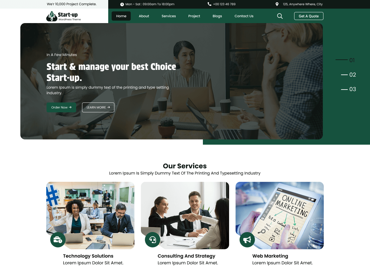 Online Startup Agency theme screenshot