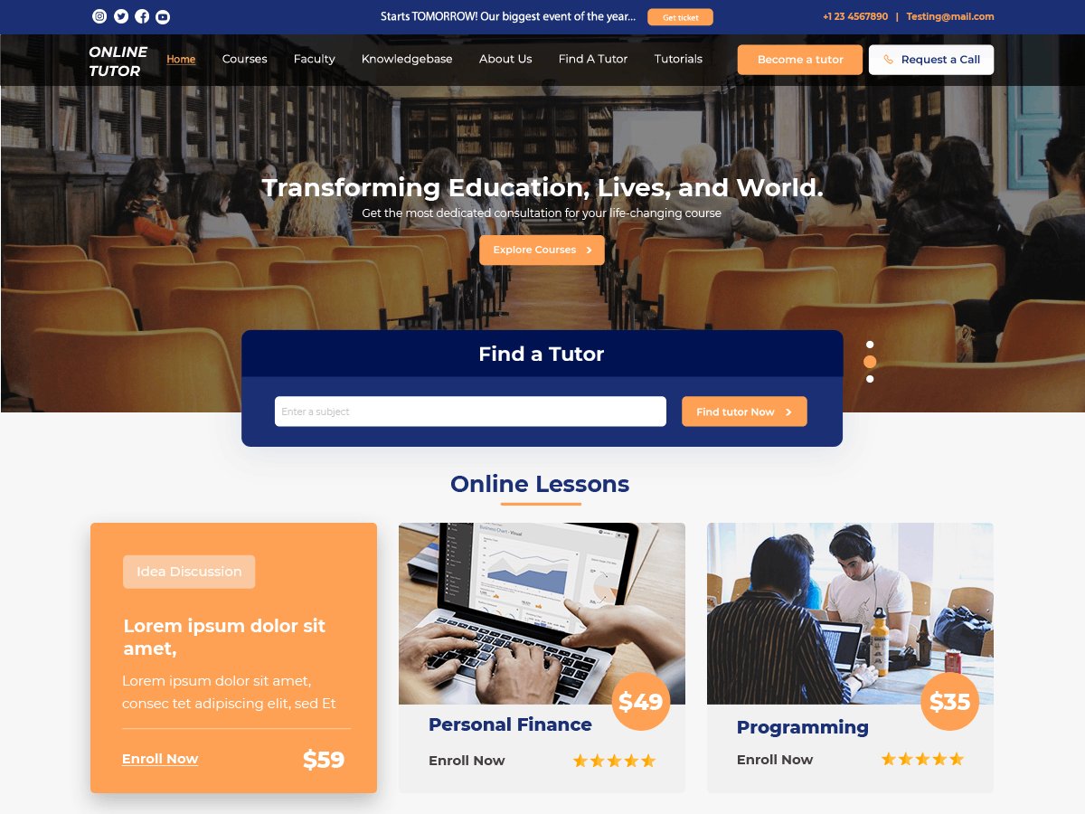 Online Tutor theme screenshot