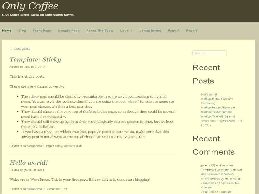 Only Coffee theme screenshot