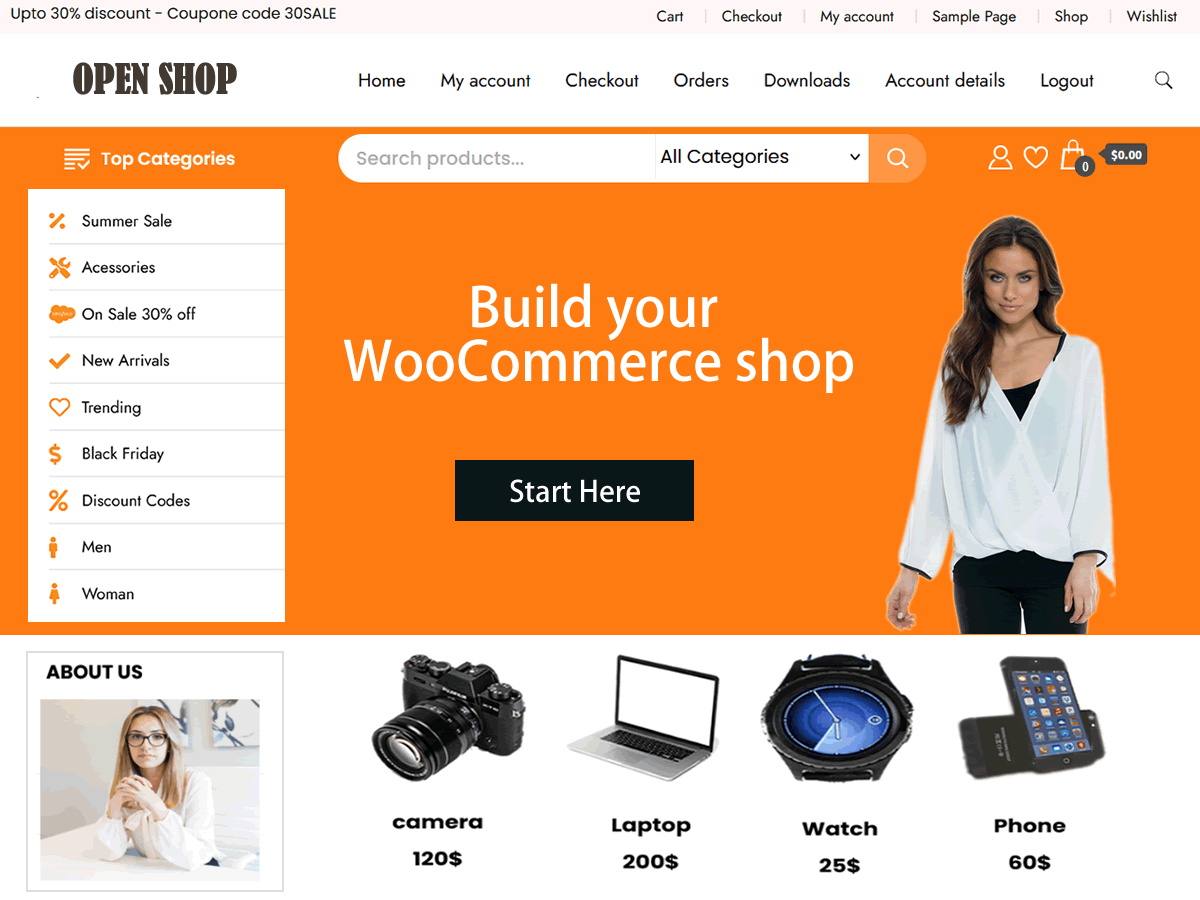 Open WooCommerce theme screenshot