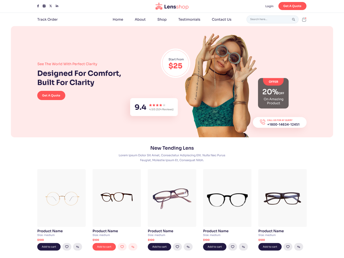 Optical Store theme screenshot