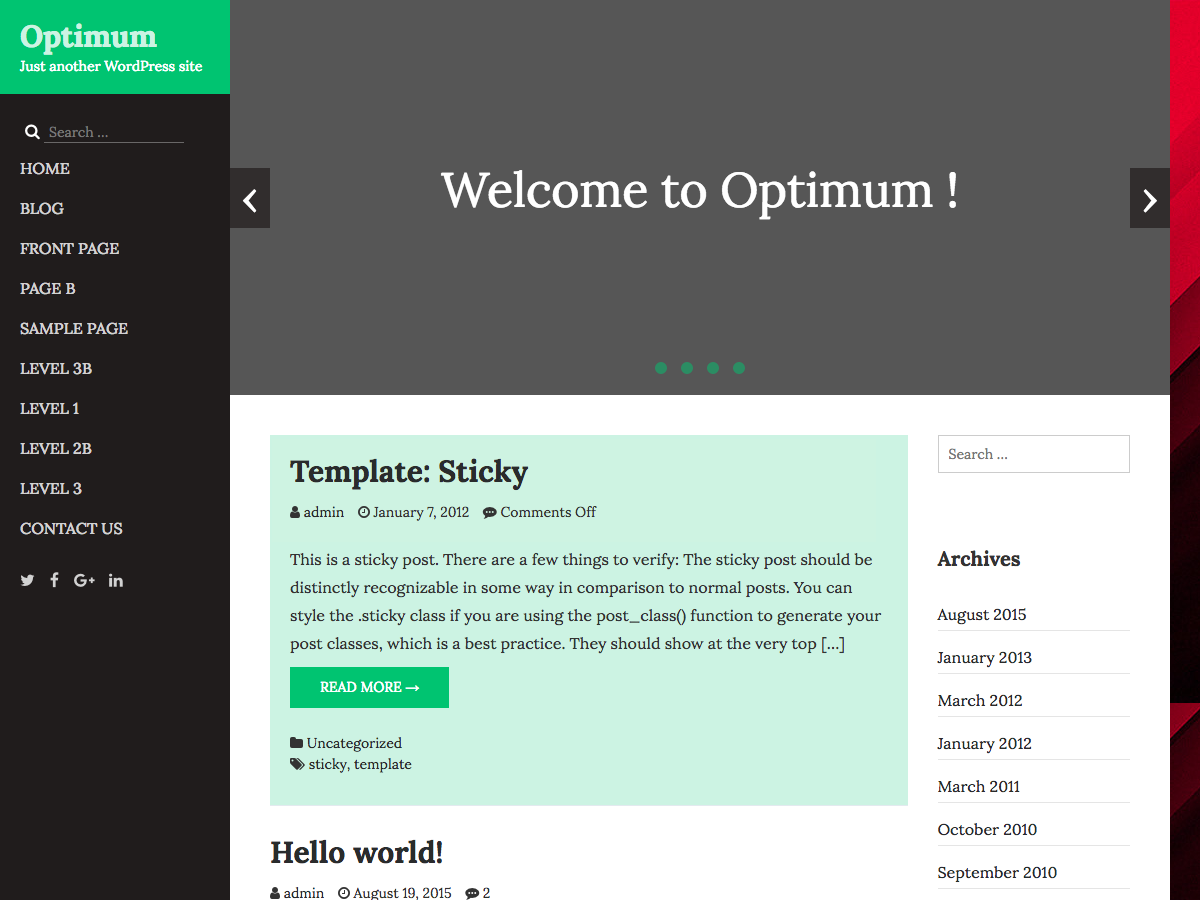 Optimum theme screenshot