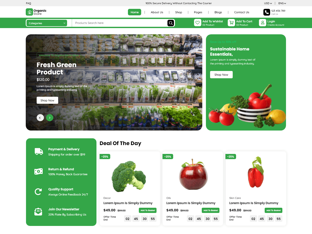 Organic Store theme screenshot