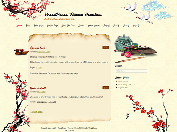 Oriental Writing theme screenshot