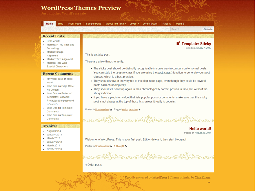 oriental theme screenshot