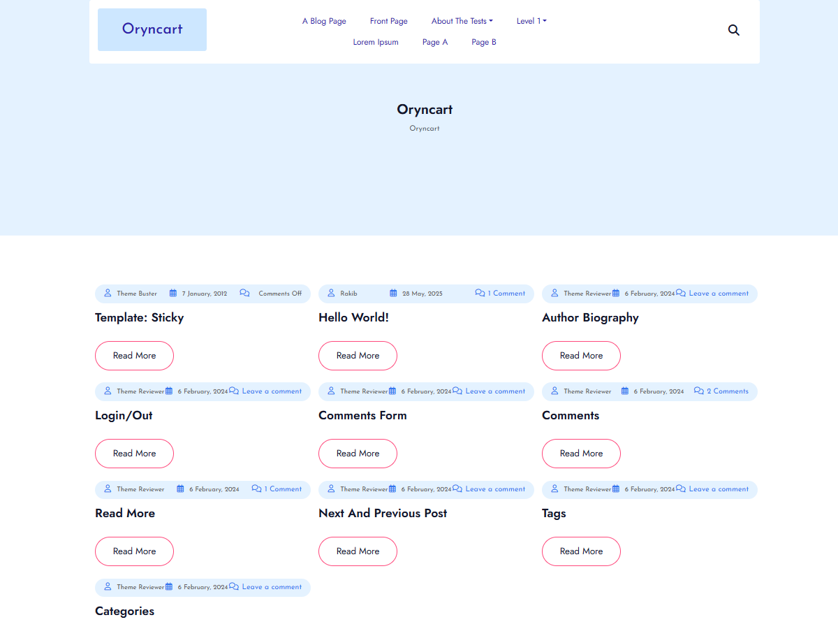 Oryncart theme screenshot