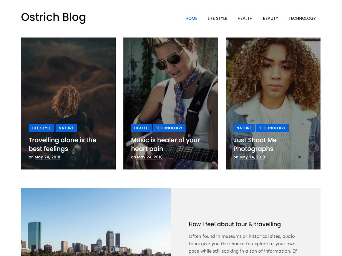 ostrich blog theme screenshot