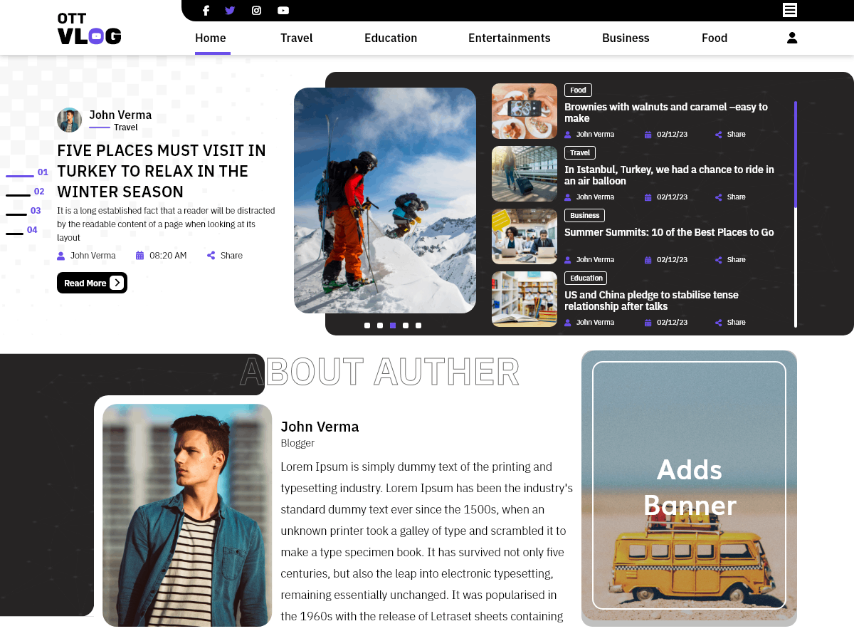 OTT Vlogger theme screenshot
