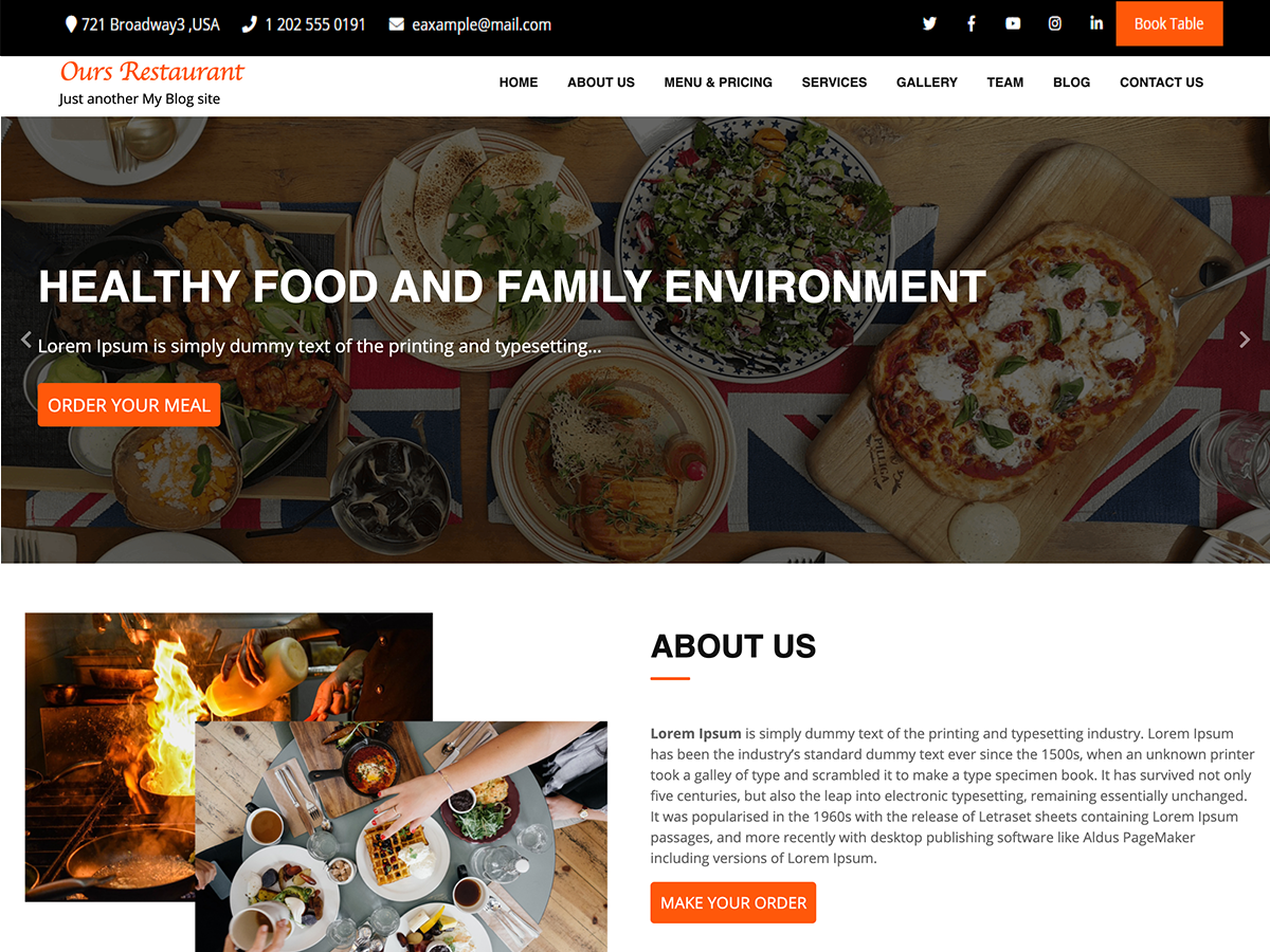Ours Restaurant theme screenshot