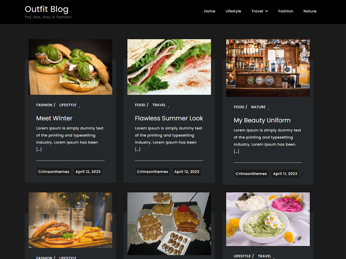 Outfit Blog theme screenshot