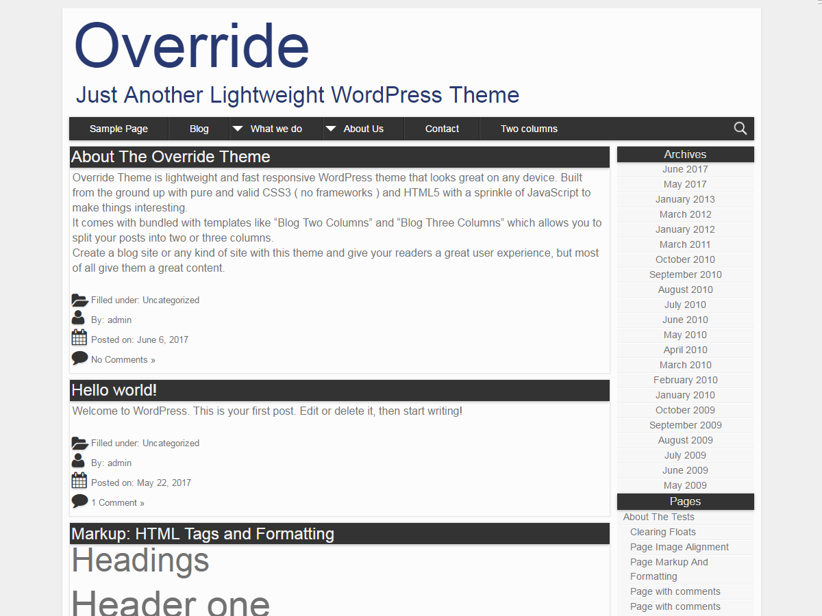 Override theme screenshot