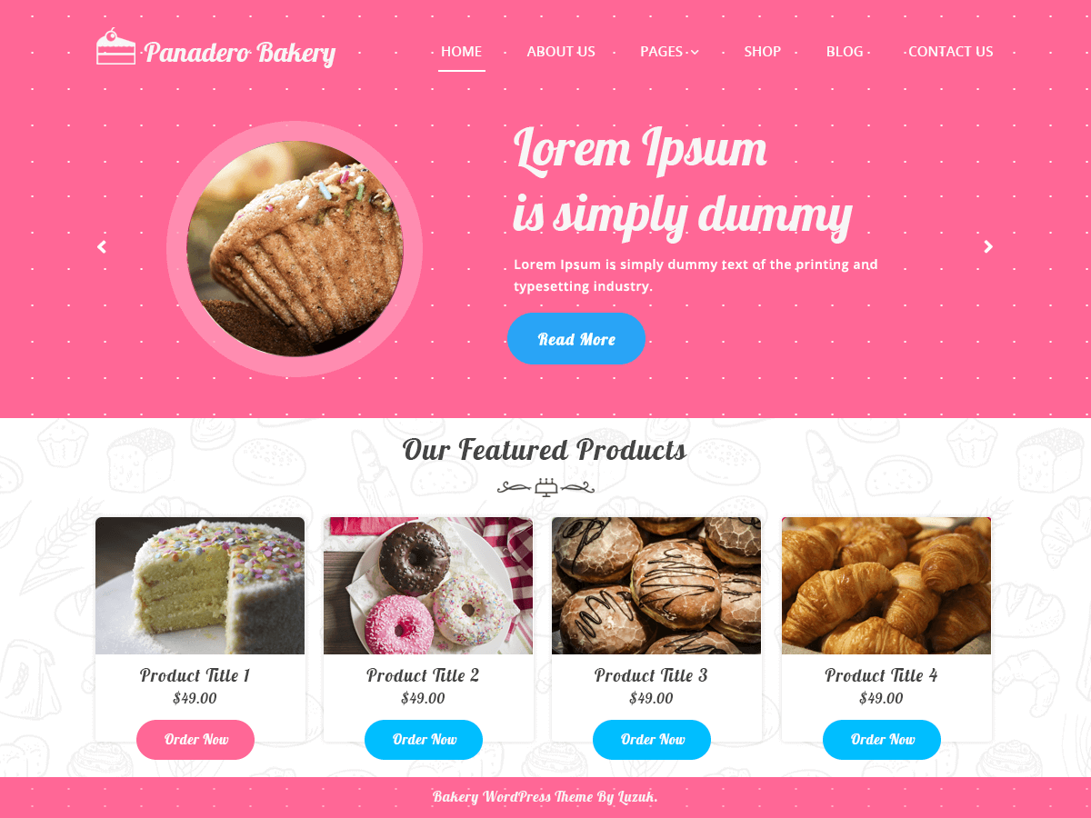 Panadero Bakery theme screenshot