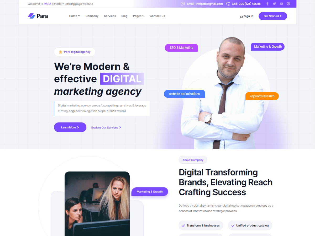 Para Digital Marketing theme screenshot