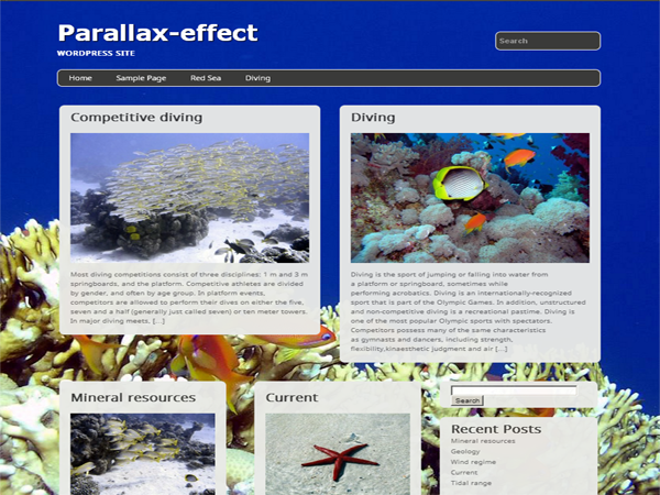 Parallax-effect theme screenshot