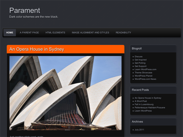 Parament theme screenshot