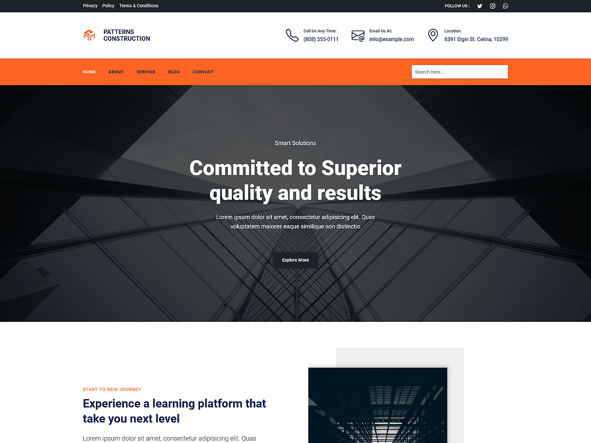 Patterns Construction theme screenshot