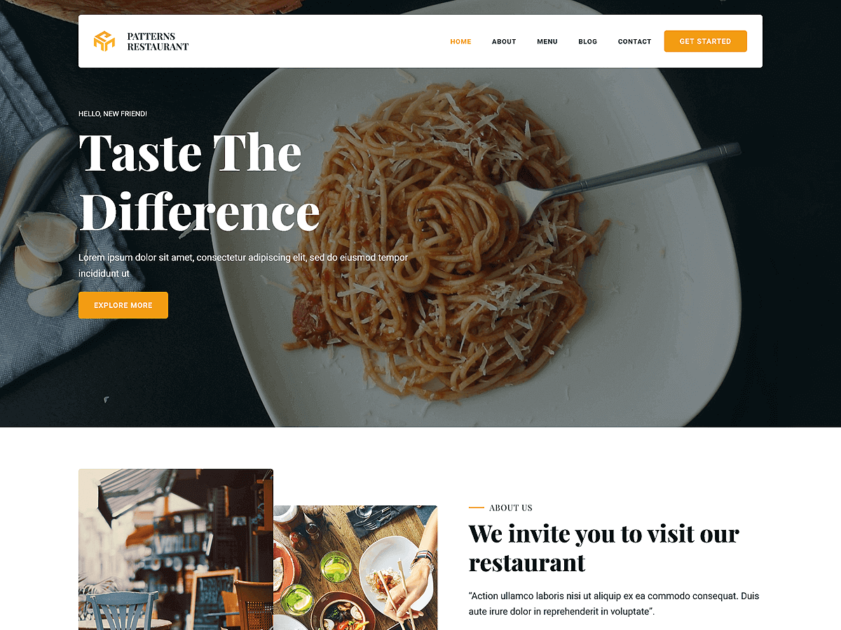 Patterns Restaurant theme screenshot