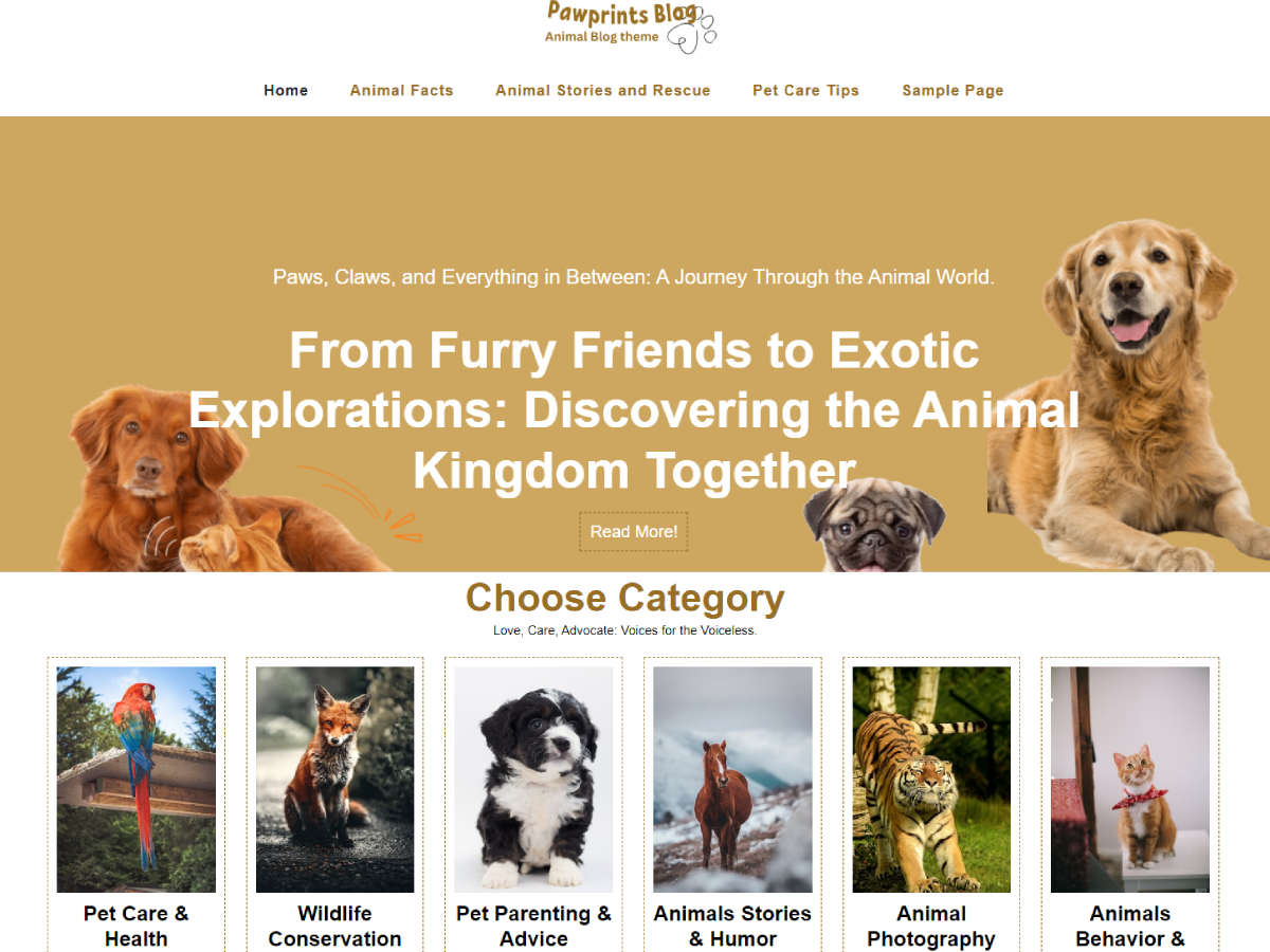 Pawprints Blog theme screenshot