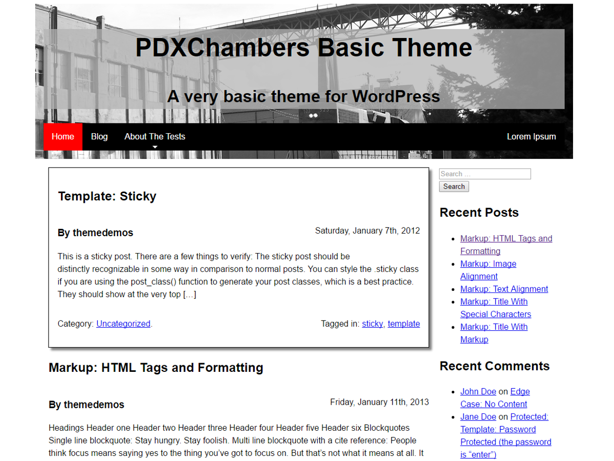 PDXChambers Basic theme screenshot