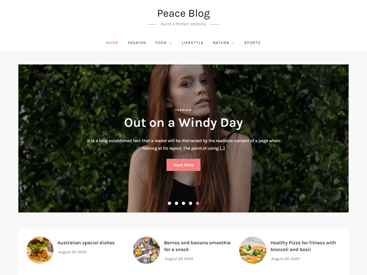 Peace Blog theme screenshot