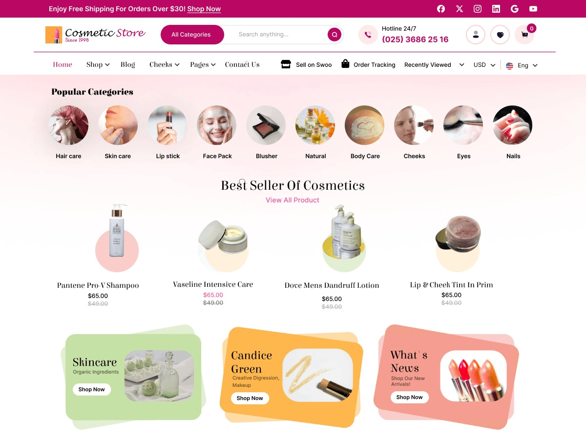 Pedicure Makeup Store theme screenshot