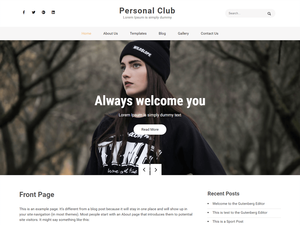 Personal Club theme screenshot