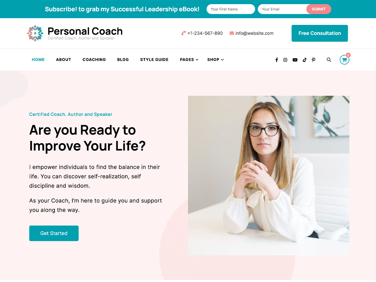 Personal Coach theme screenshot