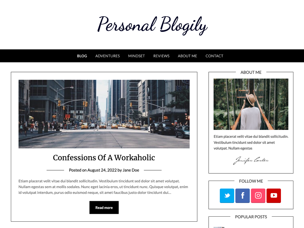 Personalblogily theme screenshot