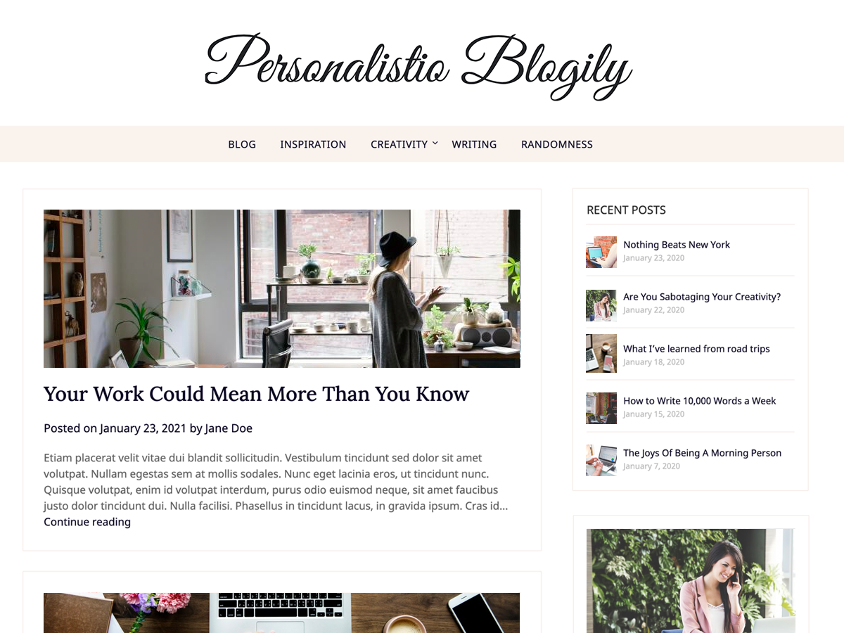 Personalistio Blog theme screenshot