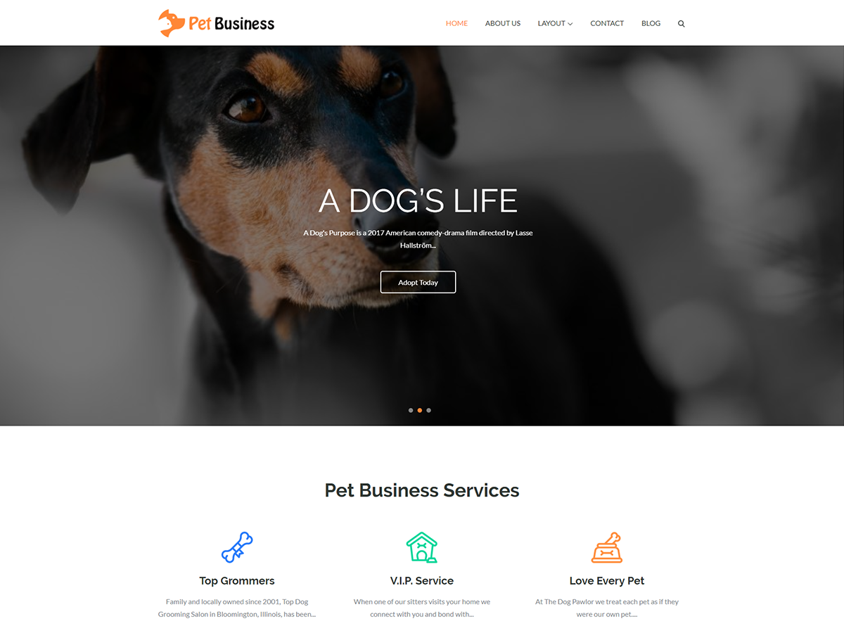 Pet Business theme screenshot