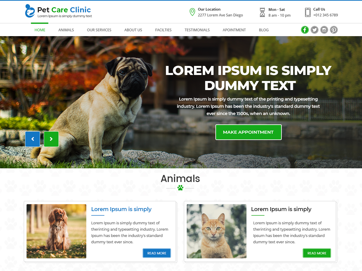 Pet Care Clinic theme screenshot