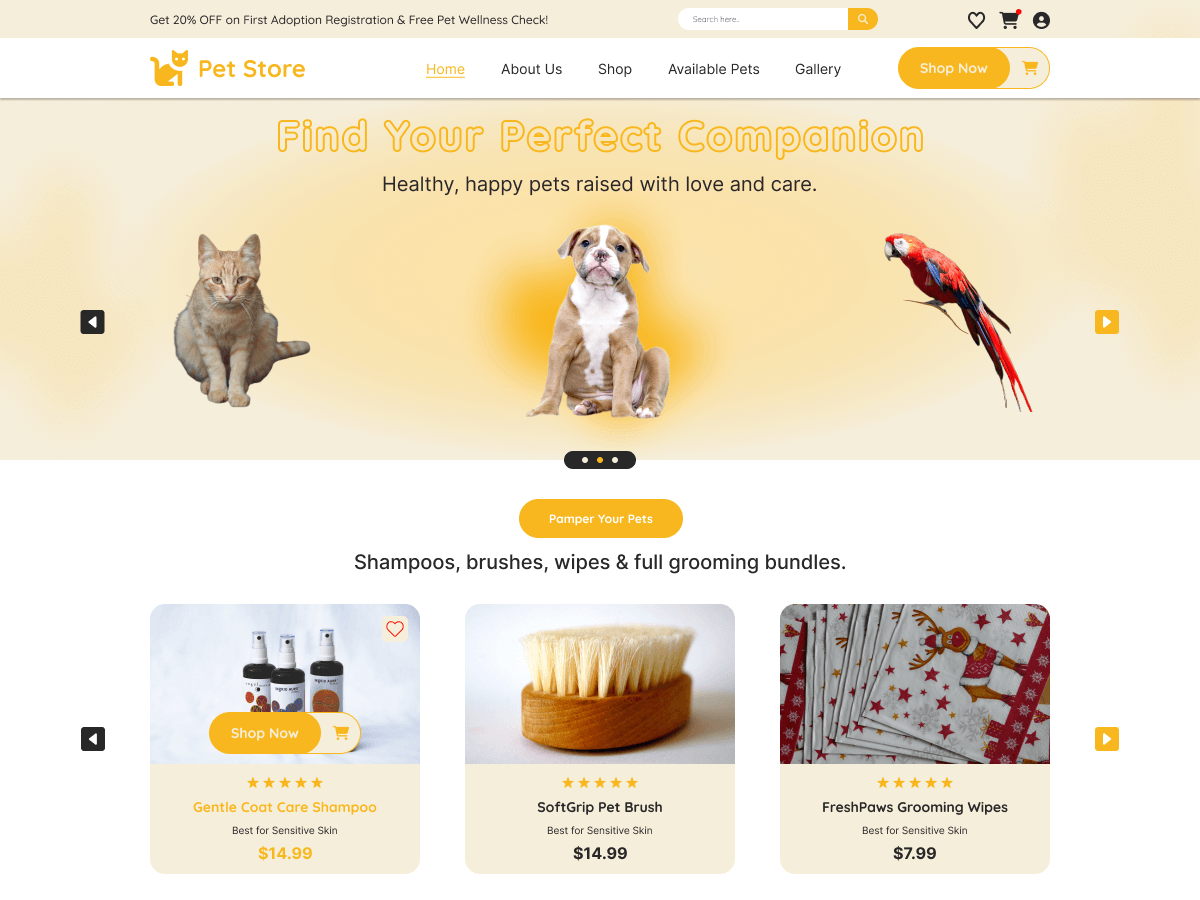 Pet Ecommerce Store theme screenshot