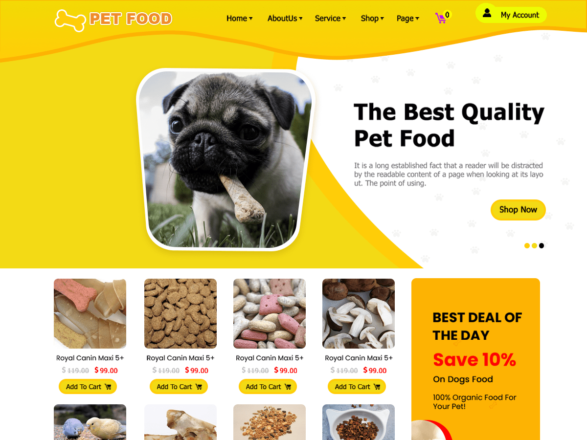 Pet Food Shop theme screenshot