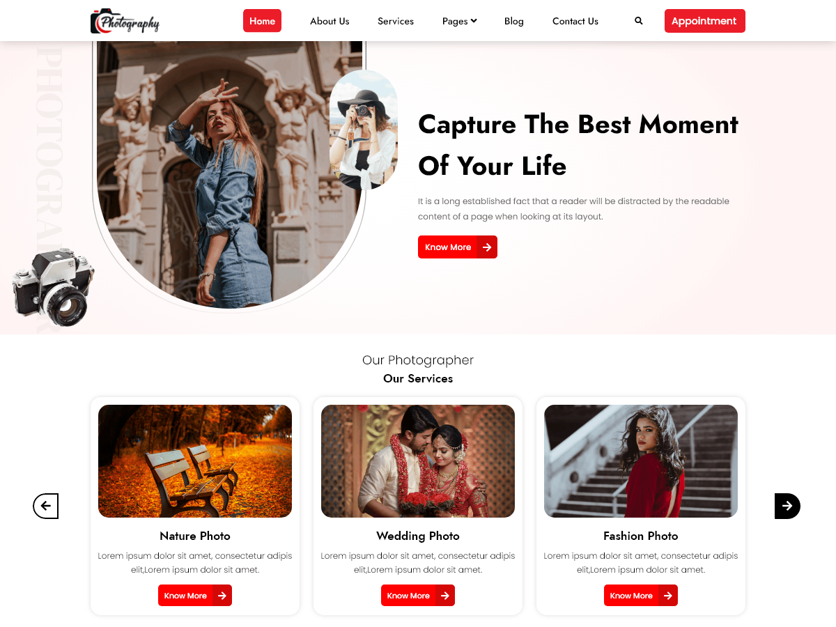 Photographer Elementor theme screenshot
