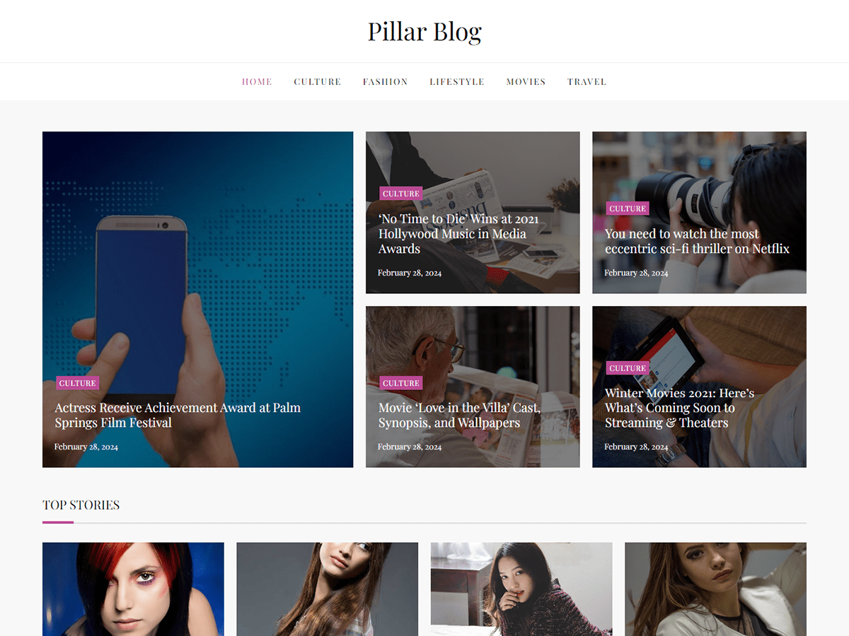 Pillar Blog theme screenshot