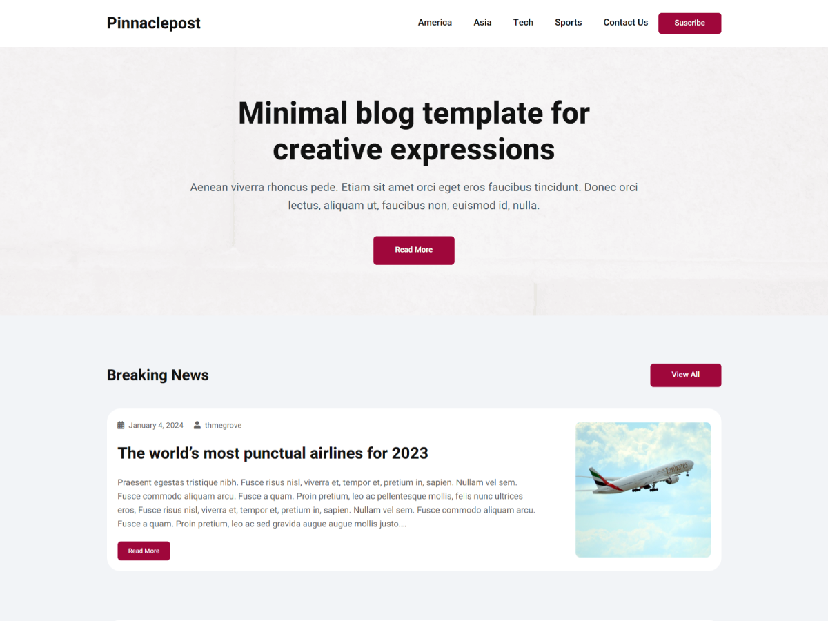 Pinnaclepost theme screenshot