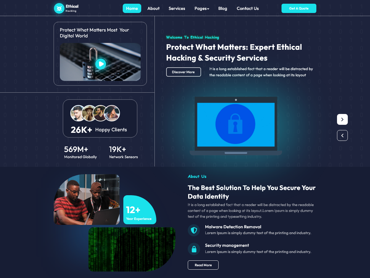 Pixel Cyber Security theme screenshot
